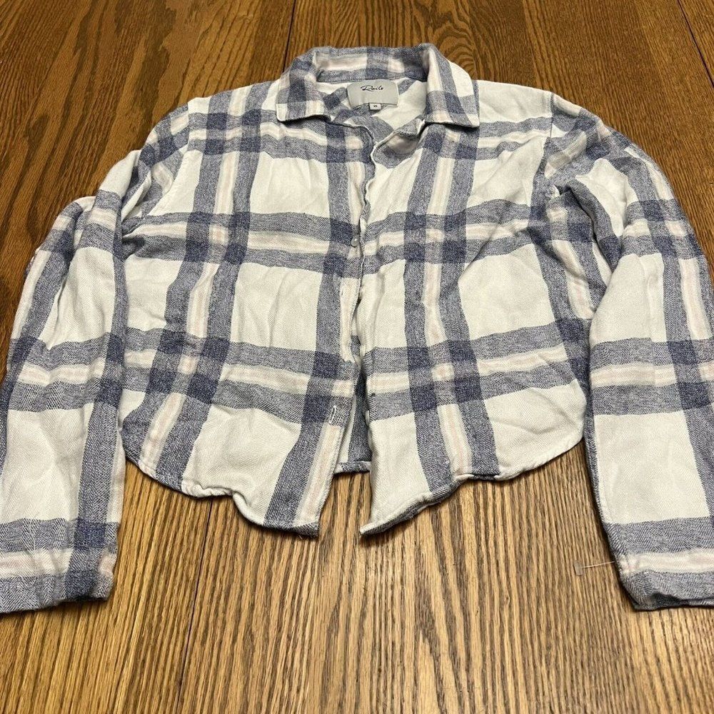 Rails Chambray Long Sleeve Cropped Button Down Xs - image 1